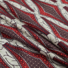 Red and Brown Geometric Stretch Cotton Sateen - Folded | Mood Fabrics