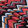 Red, Brown and Blue Chevron Stretch Cotton Sateen - Folded | Mood Fabrics