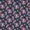Wild Rose Pink and Insignia Blue Floral Cotton Twill | Mood Fabrics