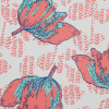 Coral and Seafoam Floral Stretch Cotton Sateen - Detail | Mood Fabrics