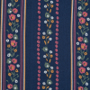 Blue and Pink Floral Striped Cotton Voile - Detail | Mood Fabrics