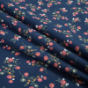 Navy and Coral Floral Cotton Voile - Folded | Mood Fabrics