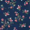 Navy and Coral Floral Cotton Voile - Detail | Mood Fabrics