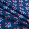Navy Peony and Red Floral Cotton Voile - Folded | Mood Fabrics