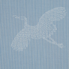Light Blue and White Striped Cotton Poplin with Cranes - Detail | Mood Fabrics