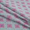 Pink and Blue Geometric Floral Cotton Voile - Folded | Mood Fabrics