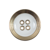 Italian White and Gold Metal 4-Hole Button - 40L/25mm | Mood Fabrics