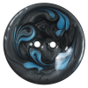 Italian Black and Blue Swirl 2-Hole Button - 64L/40mm | Mood Fabrics