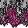 Italian Black and Magenta Flocked Lace Trim - 8 - Detail | Mood Fabrics