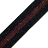 Italian Black and Metallic Red Elastic Trim - 1.5 - Detail | Mood Fabrics