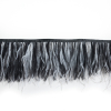 Black and White 1 Ply Ostrich Feather Fringe - 6 | Mood Fabrics