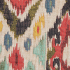 Red, Blue and Beige Chenille Ikat Brocade - Detail | Mood Fabrics