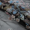 Metallic Pastel 3D Floral Embroidery on Black Mesh with Gems - Folded | Mood Fabrics