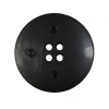 Italian Black Plastic 4-Hole Button - 44L/28mm - Detail | Mood Fabrics