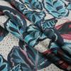 Mood Exclusive Tropical Snowglobe Blue and Red Cotton Poplin - Folded | Mood Fabrics