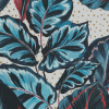 Mood Exclusive Tropical Snowglobe Blue and Red Cotton Poplin - Detail | Mood Fabrics