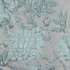 Pale Gold and Seafoam Blue Luxury Floral Metallic Brocade - Detail | Mood Fabrics