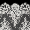 White Floral Corded Lace with Scalloped Eyelash Edges - 14.75 - Detail | Mood Fabrics