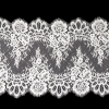 White Floral Corded Lace with Scalloped Eyelash Edges - 14.75 | Mood Fabrics