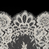 Ivory Floral Corded Lace with Scalloped Eyelash Edges - 14.75 - Detail | Mood Fabrics