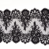 Black Floral Corded Lace with Scalloped Eyelash Edges - 14.75 | Mood Fabrics