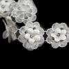 3D White Floral Embroidered Organza Rhinestone Trim - 1.5 - Detail | Mood Fabrics