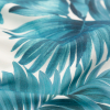 Blue Tropical Leaves Printed Woven - Detail | Mood Fabrics