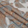Metallic Gold and Blue Large-Scale Burnout Floral Luxury Brocade - Folded | Mood Fabrics