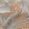 Metallic Gold and Blue Large-Scale Burnout Floral Luxury Brocade - Detail | Mood Fabrics