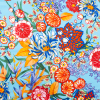 Italian Burnt Ochre and Heritage Blue Floral Digitally Printed Silk Charmeuse | Mood Fabrics