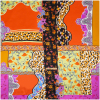Italian Lime, Orange and Amethyst Floral Patchwork Digitally Printed Silk Charmeuse Panel - Full | Mood Fabrics