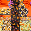 Italian Lime, Orange and Amethyst Floral Patchwork Digitally Printed Silk Charmeuse Panel | Mood Fabrics