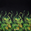 Italian Green and Black Palm Leaves Digitally Printed Silk Charmeuse Panel - Full | Mood Fabrics