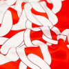 Italian Red and White Large Chains Digitally Printed Silk Charmeuse - Detail | Mood Fabrics