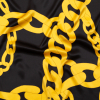 Italian Black and Gold Large Chains Digitally Printed Silk Charmeuse | Mood Fabrics