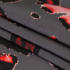 Italian Gray and Red Abstract Digitally Printed Silk Charmeuse - Folded | Mood Fabrics