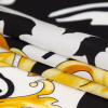 Italian Black, White and Gold Ornate Zebra Digitally Printed Silk Charmeuse - Folded | Mood Fabrics