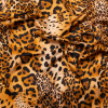 Italian Golden Brown Jaguar Digitally Printed Silk Charmeuse | Mood Fabrics