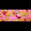 Italian Pink and Gold Ornate Floral Digitally Printed Silk Charmeuse - Full | Mood Fabrics