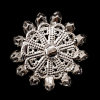 Italian Crystal and Silver Floral Rhinestone Button - 50L/32mm - Detail | Mood Fabrics