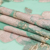 Metallic Bright Gold, Green Spruce, Adobe Rose and Lily Pad Floral Luxury Organza Brocade - Folded | Mood Fabrics