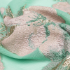 Metallic Bright Gold, Green Spruce, Adobe Rose and Lily Pad Floral Luxury Organza Brocade - Detail | Mood Fabrics