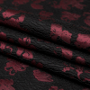 Metallic Black and Rhododendron Floral Luxury Brocade - Folded | Mood Fabrics
