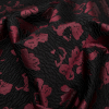 Metallic Black and Rhododendron Floral Luxury Brocade - Detail | Mood Fabrics