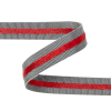 Italian Gray and Red Striped Cotton Blend Grosgrain Ribbon - 0.4375 - Detail | Mood Fabrics