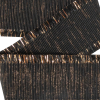 Italian Black and Copper Metallic Grosgrain Ribbon with Fringe - 1.4375 - Detail | Mood Fabrics