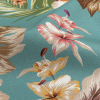 Mood Exclusive Turquoise Hibiscus Holiday Stretch Cotton Twill - Detail | Mood Fabrics