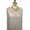 Jet Metallic Champagne on White Polyester Jersey - Spiral | Mood Fabrics
