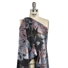 Metallic Pink, Blue Gray and Black Fantastic Flowers Luxury Burnout Brocade - Spiral | Mood Fabrics
