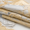 Metallic Gold, Silver and White Fantastic Flowers Luxury Burnout Brocade - Folded | Mood Fabrics